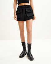 Abigail High-Waisted Utility Shorts - Black
