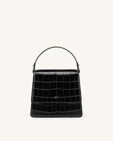 The Fae Top Handle Bag - Black Croc