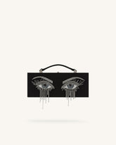 Vera Bead Decoration Rectangular Clutch Bag - Black