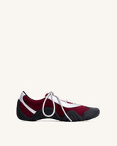 Caitlin Faux Suede Lace-up Ballerina Sneakers - Burgundy & Light Grey