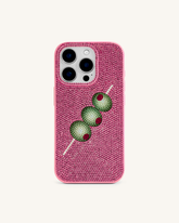 Olive Skewer Rhinestone Phone Case – Pink