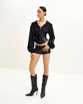 Valentina Structured Corset Hoodie - Black