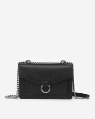 The Envelope Silver Chain Crossbody Bag - Black