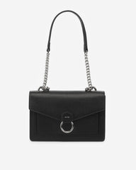 The Envelope Silver Chain Crossbody Bag - Black