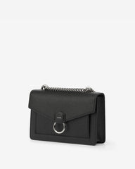 The Envelope Silver Chain Crossbody Bag - Black