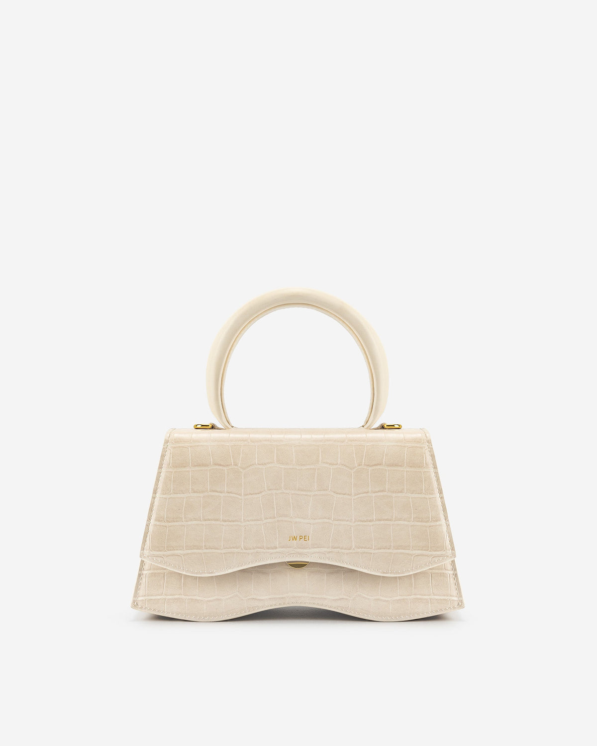 Molly Top Handle Bag - Light Beige Croc